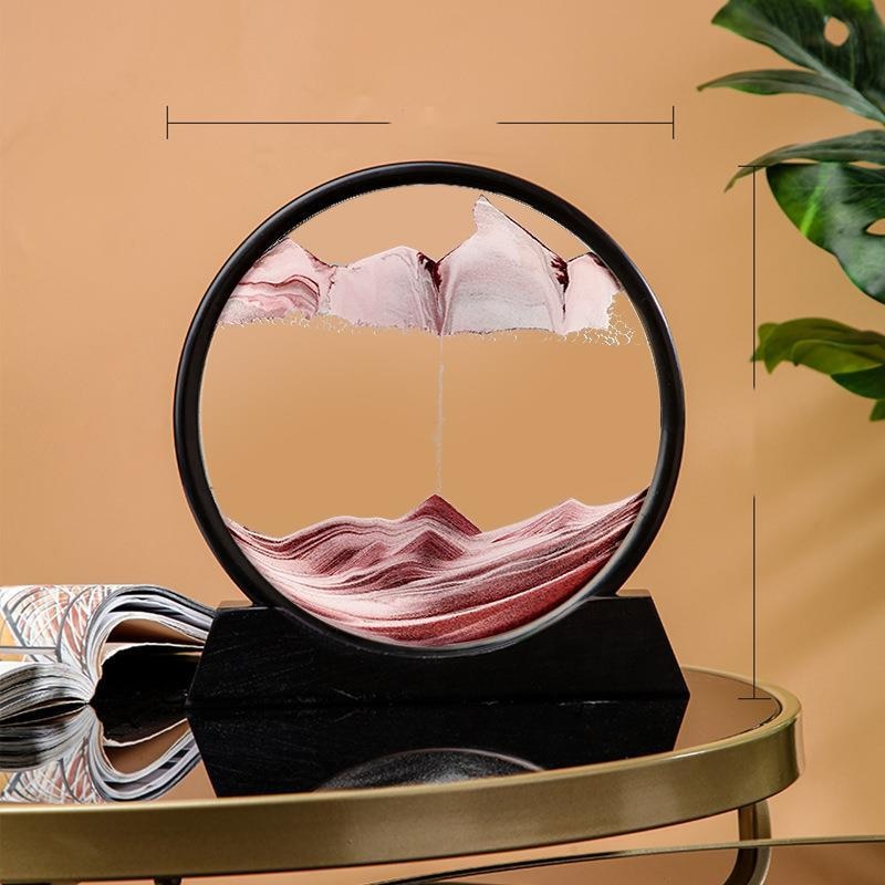 Paisaje de arena móvil de 12 pulgadas, imagen artística de reloj de arena en movimiento, pintura de arena que fluye con adornos líquidos, decoración del hogar