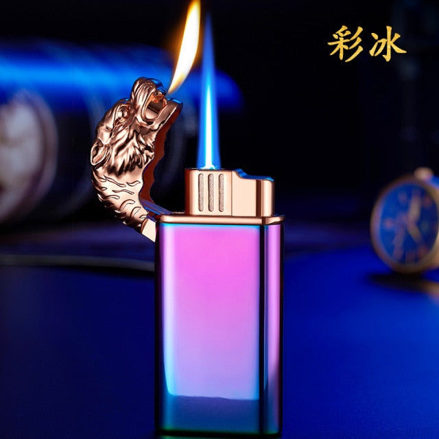 New Creative Dragon Double Fire Lighter Jet Flame Open Fire Conversion Windproof Inflatable Lighter Novelty Men's Gift