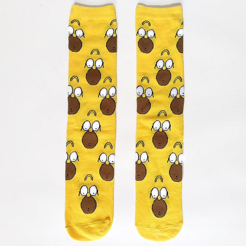 Simpsons Cartoon Anime Funny Socks Men Hip Hop Print Novelty Crazy Sokken Hip Hop Unisex Comfortable Skateboard Happy Meias
