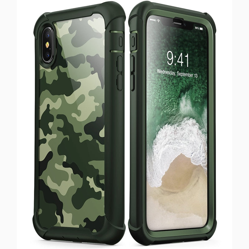 For iphone X Xs Case 5.8 inch Original i-Blason Ares Series Full-Body Rugged Clear Bumper Case with Built-in Screen Protector