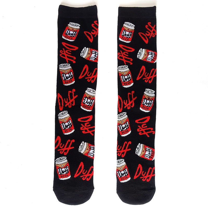 Simpsons Cartoon Anime Funny Socks Men Hip Hop Print Novelty Crazy Sokken Hip Hop Unisex Comfortable Skateboard Happy Meias
