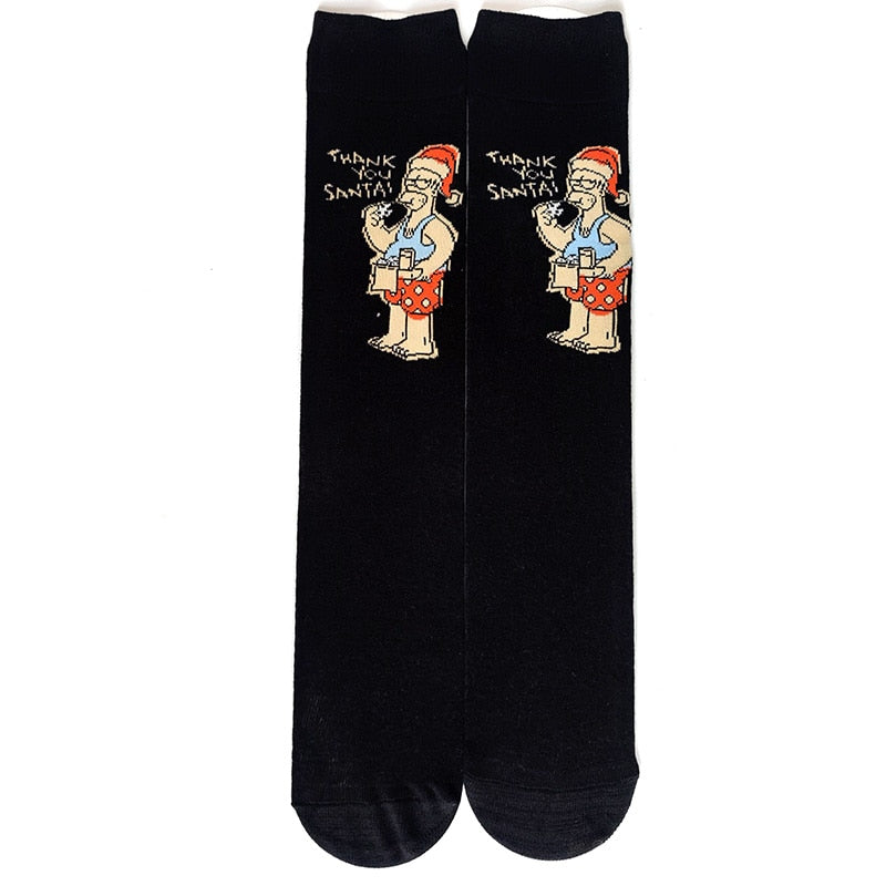 Simpsons Cartoon Anime Funny Socks Men Hip Hop Print Novelty Crazy Sokken Hip Hop Unisex Comfortable Skateboard Happy Meias