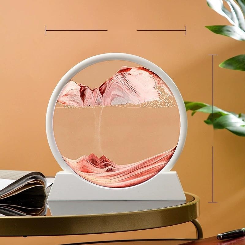 Paisaje de arena móvil de 12 pulgadas, imagen artística de reloj de arena en movimiento, pintura de arena que fluye con adornos líquidos, decoración del hogar