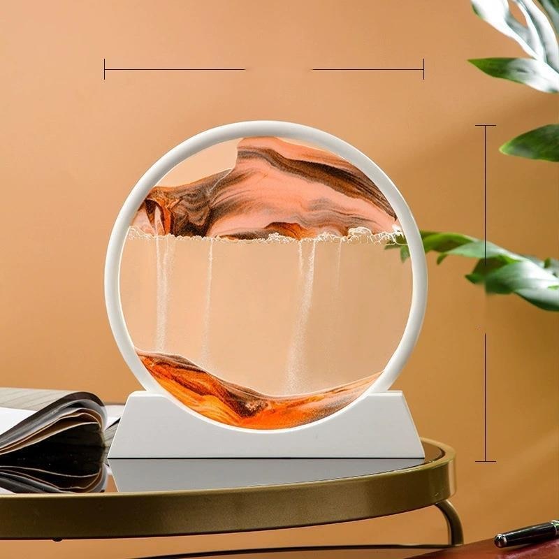Paisaje de arena móvil de 12 pulgadas, imagen artística de reloj de arena en movimiento, pintura de arena que fluye con adornos líquidos, decoración del hogar