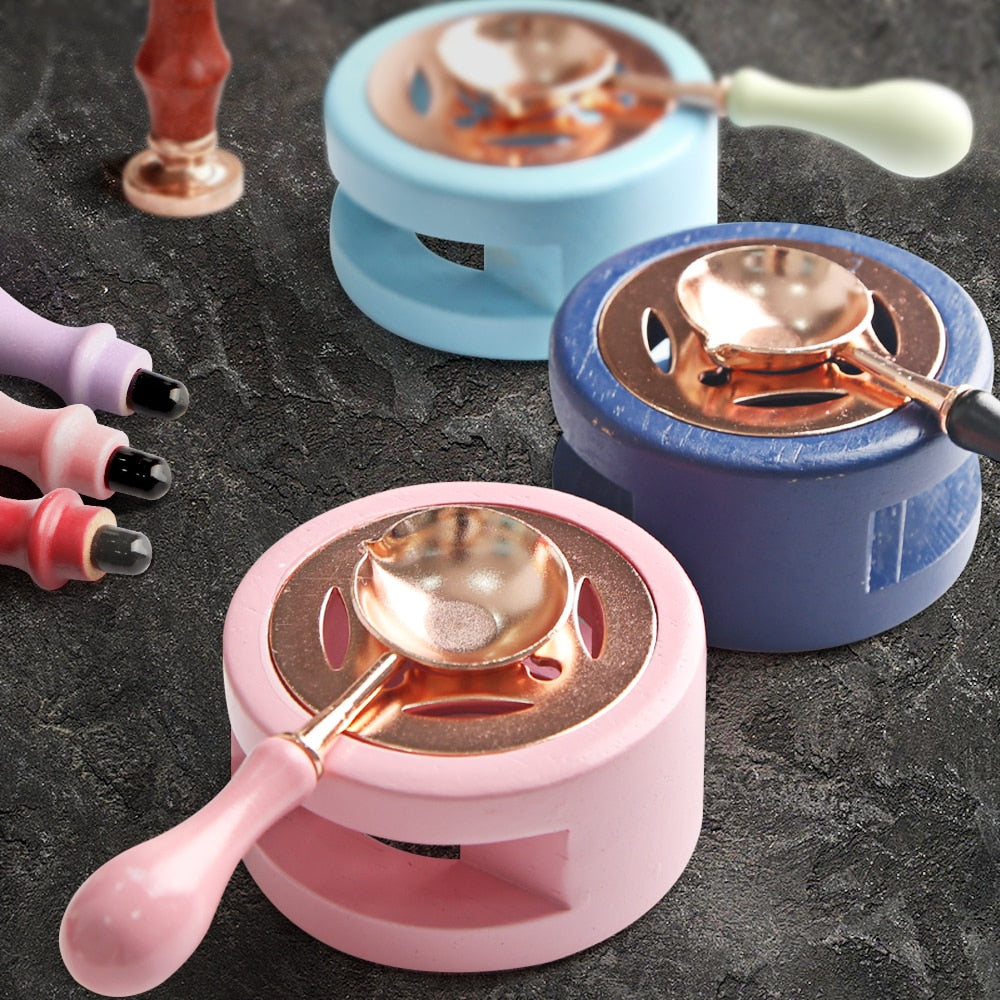 Wax Seal Stamp Set Lacquer Furnace Solid Wood Stove Fire Paint Seal Supplies Wax Spoon Sealing Wax Melting Pot Craft Supplies