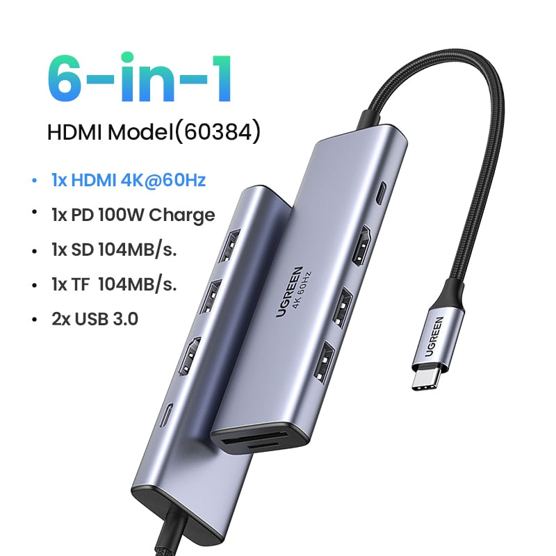 UGREEN USB HUB 4K HDMI Adapter USB C to RJ45 USB 3.0 PD 100W Dock for MacBook Pro Air M2 M1 USB-C Type C 3.1 Splitter USB C HUB