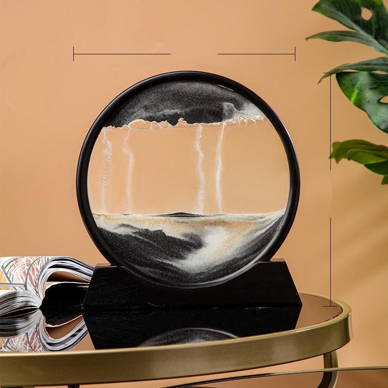 Paisaje de arena móvil de 12 pulgadas, imagen artística de reloj de arena en movimiento, pintura de arena que fluye con adornos líquidos, decoración del hogar