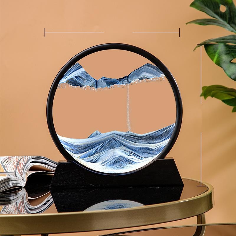 Paisaje de arena móvil de 12 pulgadas, imagen artística de reloj de arena en movimiento, pintura de arena que fluye con adornos líquidos, decoración del hogar