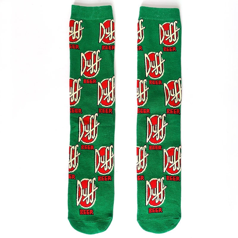 Simpsons Cartoon Anime Funny Socks Men Hip Hop Print Novelty Crazy Sokken Hip Hop Unisex Comfortable Skateboard Happy Meias