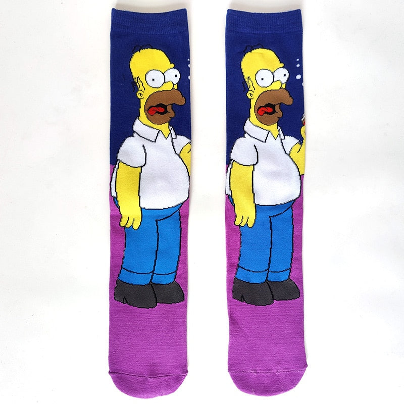 Simpsons Cartoon Anime Funny Socks Men Hip Hop Print Novelty Crazy Sokken Hip Hop Unisex Comfortable Skateboard Happy Meias