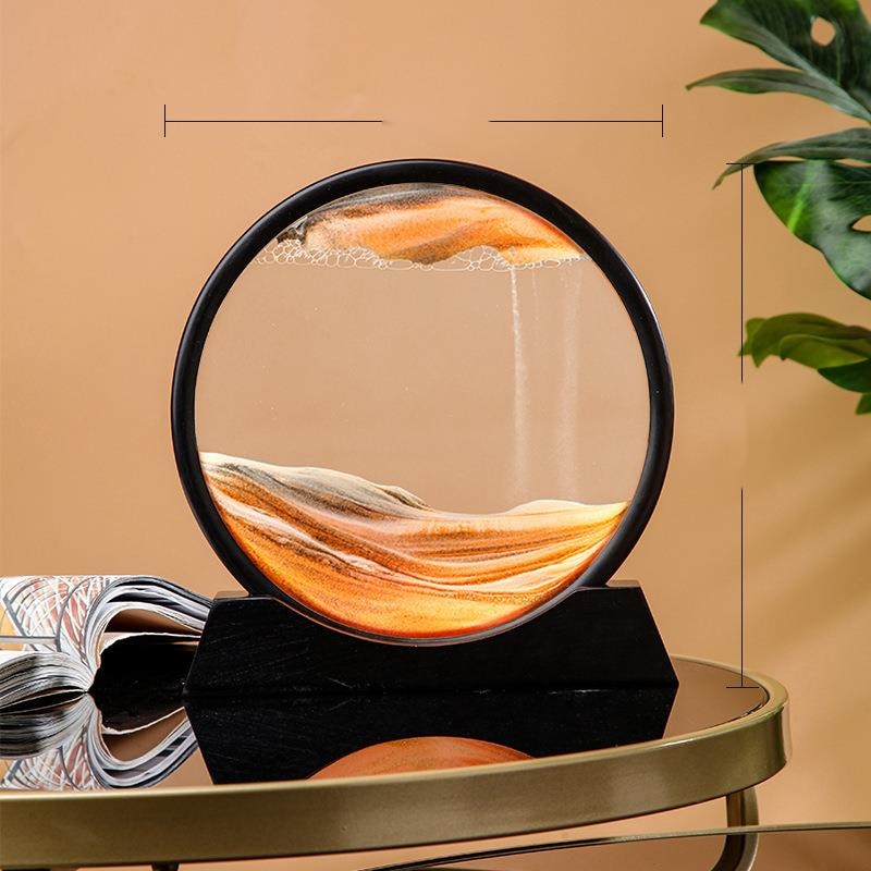 Paisaje de arena móvil de 12 pulgadas, imagen artística de reloj de arena en movimiento, pintura de arena que fluye con adornos líquidos, decoración del hogar