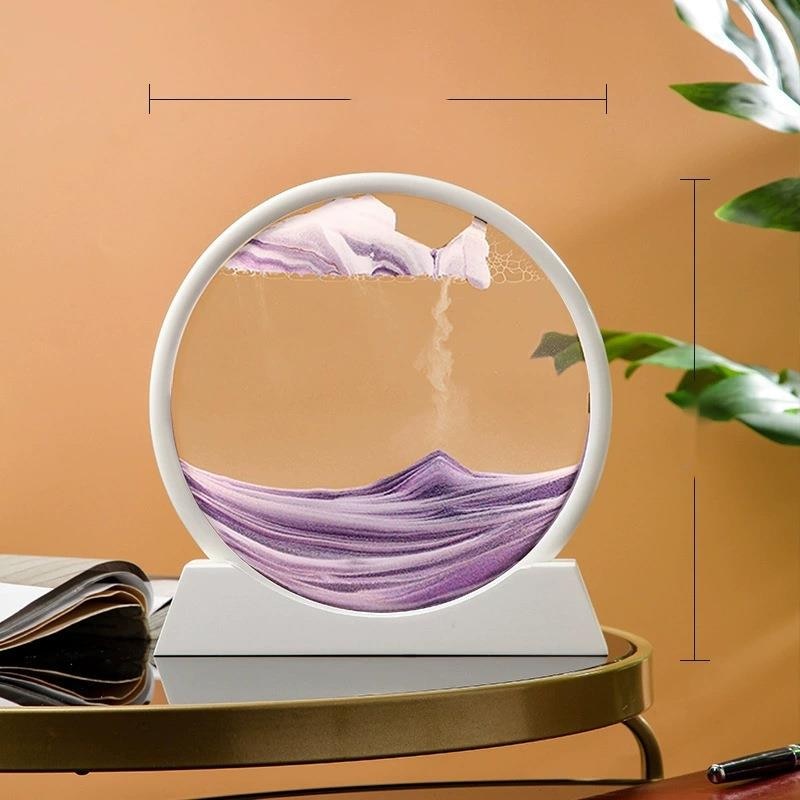 Paisaje de arena móvil de 12 pulgadas, imagen artística de reloj de arena en movimiento, pintura de arena que fluye con adornos líquidos, decoración del hogar