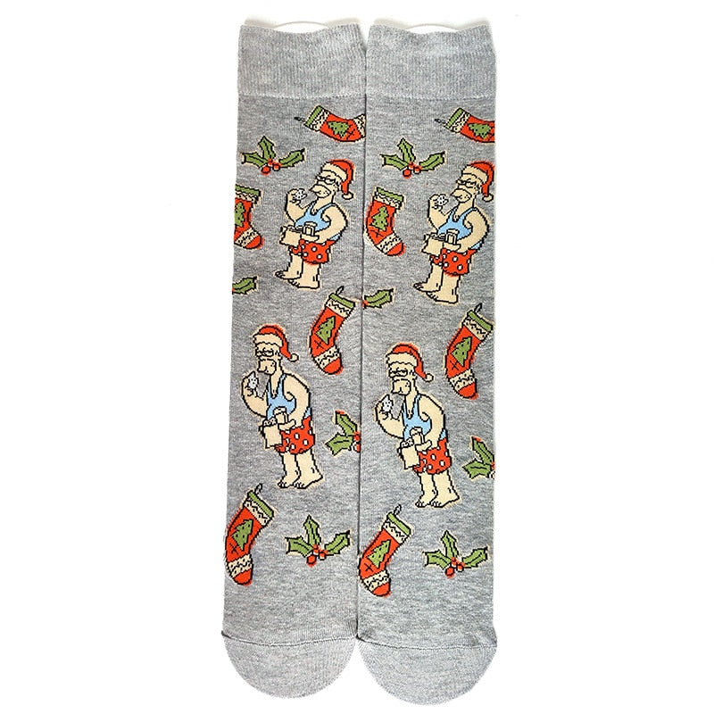 Simpsons Cartoon Anime Funny Socks Men Hip Hop Print Novelty Crazy Sokken Hip Hop Unisex Comfortable Skateboard Happy Meias