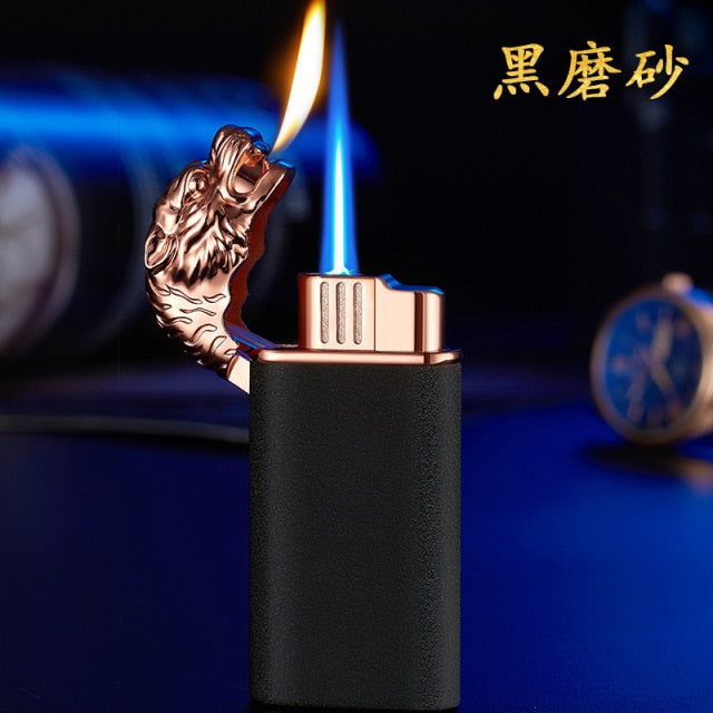 New Creative Dragon Double Fire Lighter Jet Flame Open Fire Conversion Windproof Inflatable Lighter Novelty Men's Gift